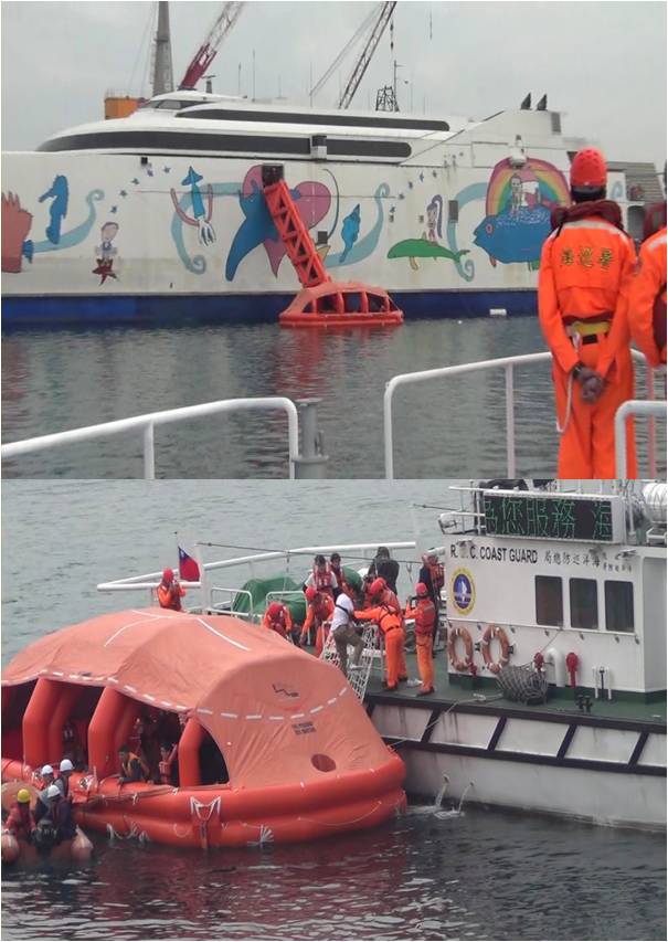 海巡防災搶先機 聯合客輪救生演練