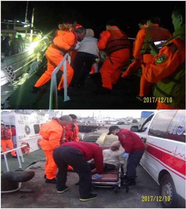 外籍漁工作業受傷　 海巡迅速接駁送醫